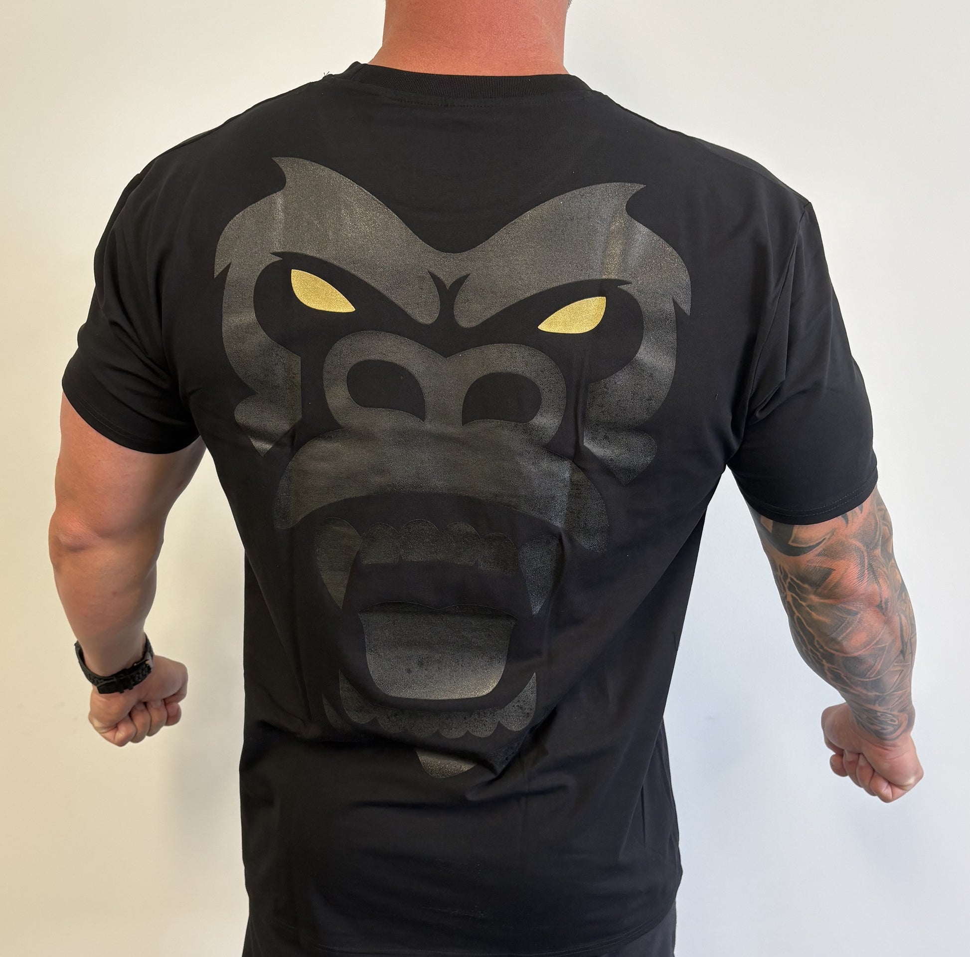 GXL Mens Gorilla Back T-Shirt showcasing bold gorilla graphic on the back, perfect for strength and casual wear.